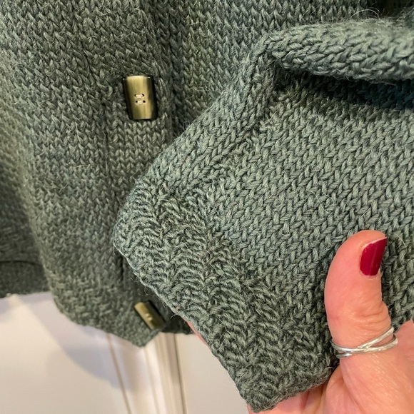 Hand Knit Wool Cardigan Sage Green - Picture 7 of 9